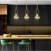 Island Chandelier Light Pendant Modern Globe Naomi 1-Light Brass Gold Glass