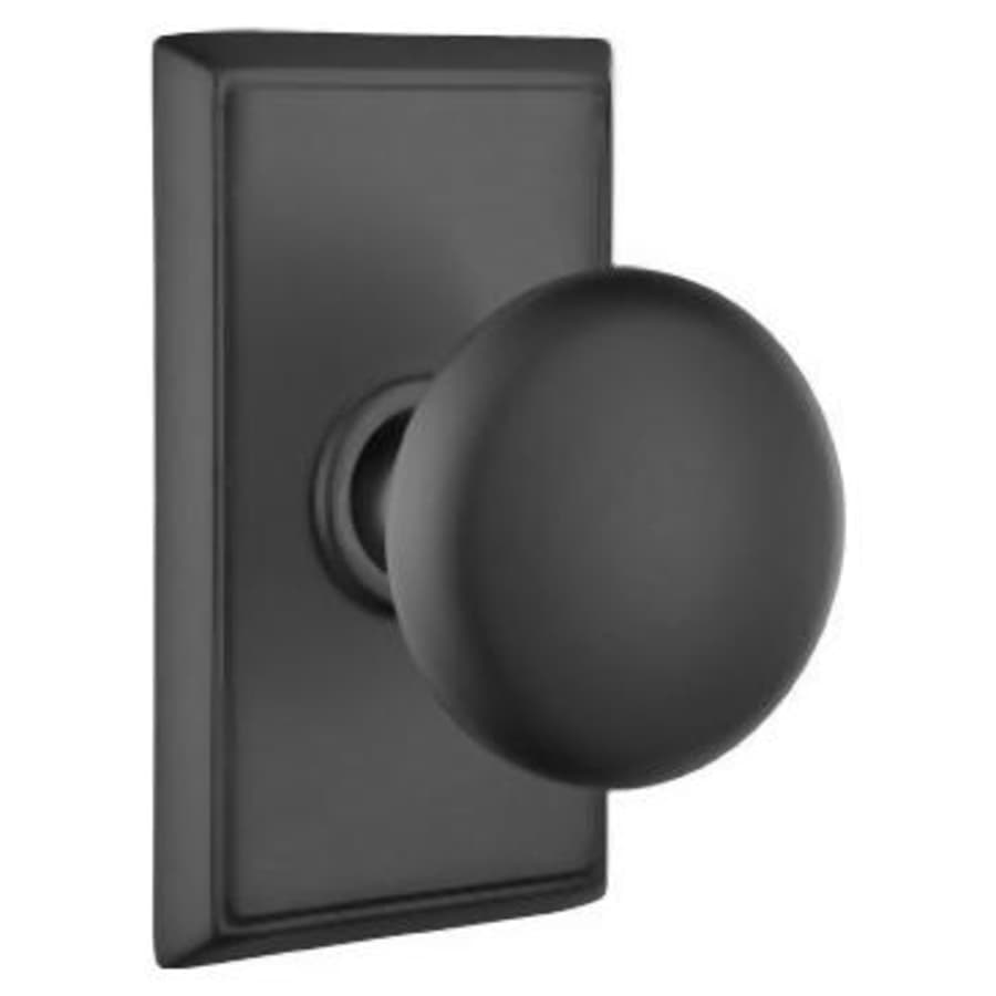 Emtek Providence Passage Door Knob Set with Rectangular Rose – Flat Black