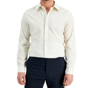 Club Room Men's Slim Fit Deco-Check Dress Shirt, White - Large