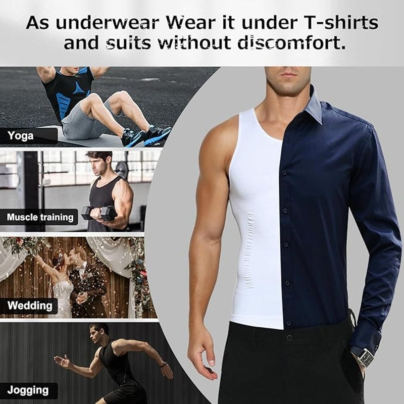 Men's 4-Pack Body Slimming Shapewear Tummy Control Thermal Compression Tank - XL