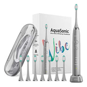 AquaSonic Vibe Ultra Electric Toothbrush – Pink, 8 Brush Heads, Travel Case, Timer, Wireless Charge