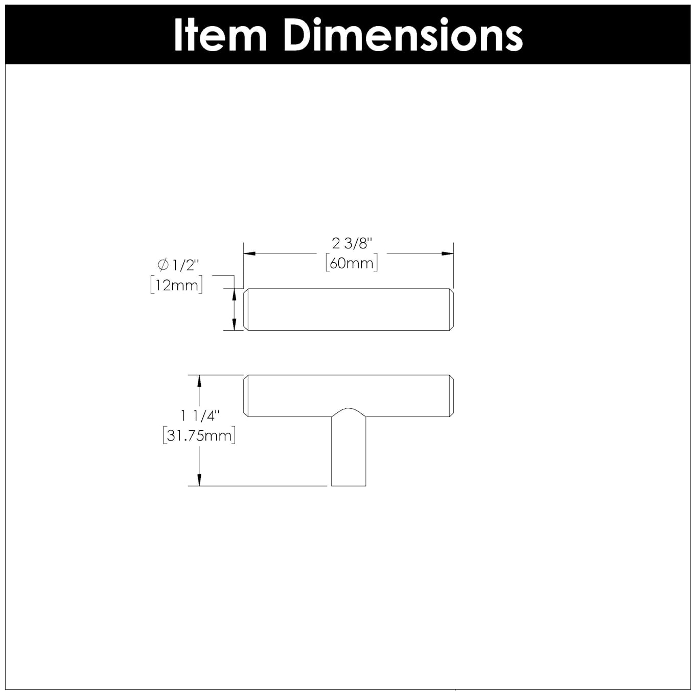 Hickory Hardware HH075591 – 10-Pack Modern T-Bar Cabinet Knobs – 2-3/8"