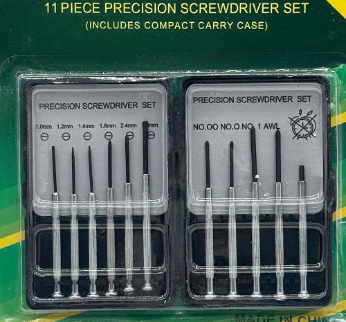 11 Piece Mini Precision Screwdriver Set – Chrome Finish, Ideal for Eyeglasses, Electronics, Jewelry