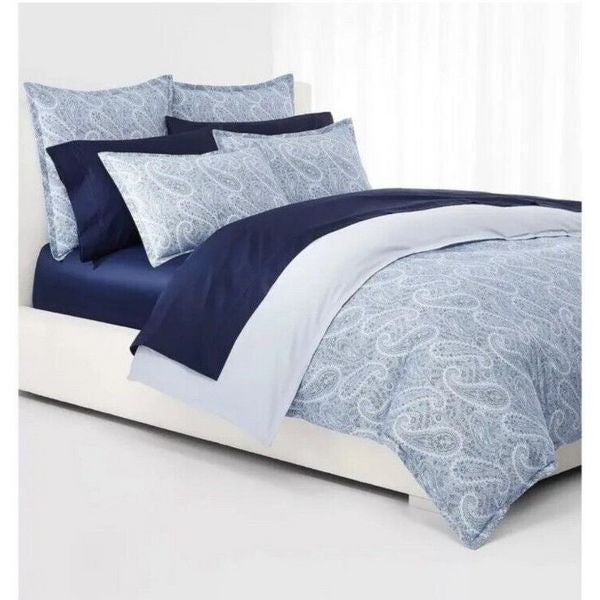 Lauren Ralph Lauren Bantry Paisley Flannel Duvet Cover Set – Queen – Blue
