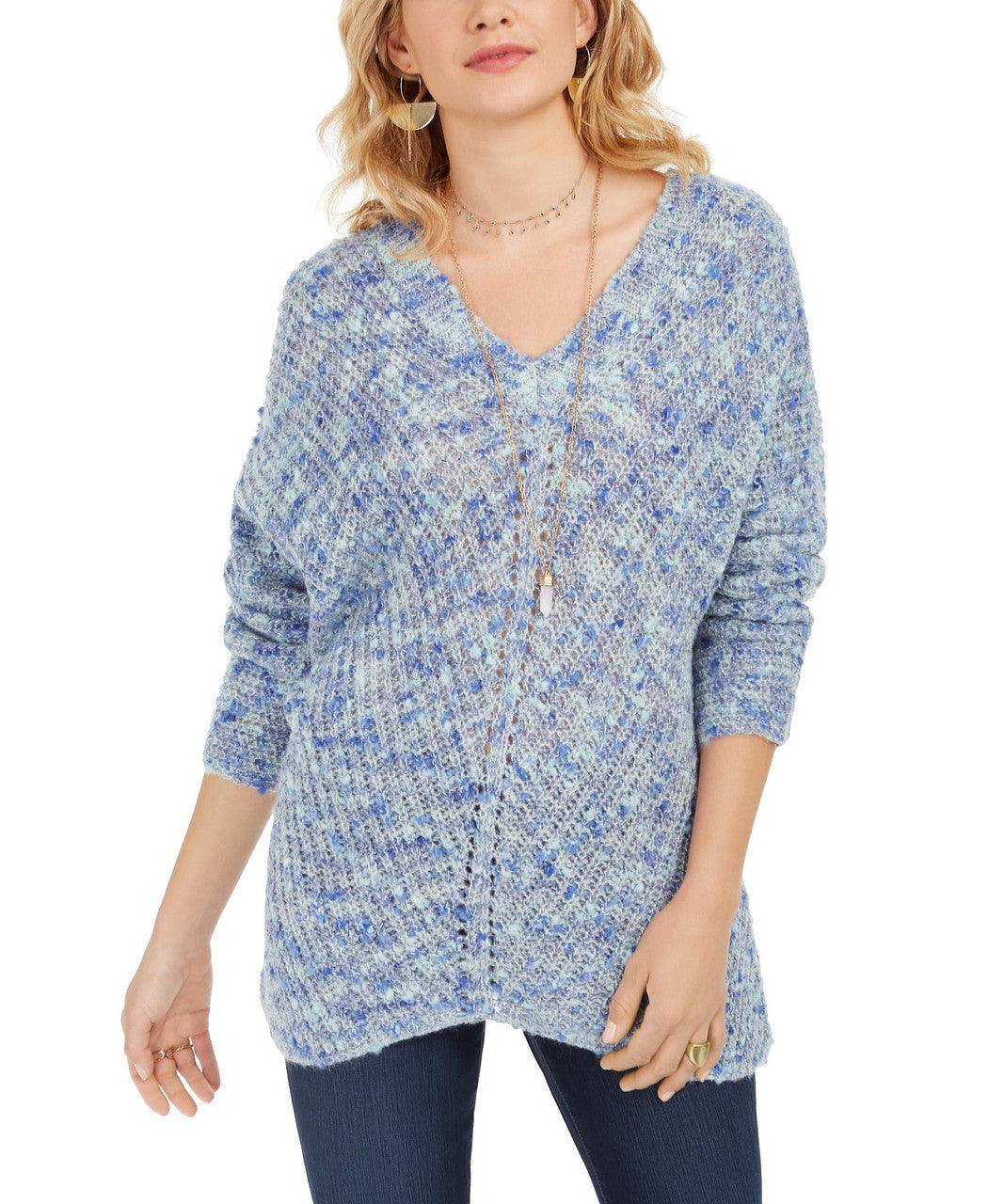 Style & Co. Women's Oversized Comfy Marbled Sleeve Top - Size Large