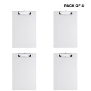 4-Pack Plastic Clipboards – 12.6" x 9" Transparent Hardboard with Low Profile Metal Clip, Office Whiteboard Clipboards for Classroom & School Supplies