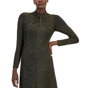 Anne Klein Women's Shiny Dress Black Gold - Size XL