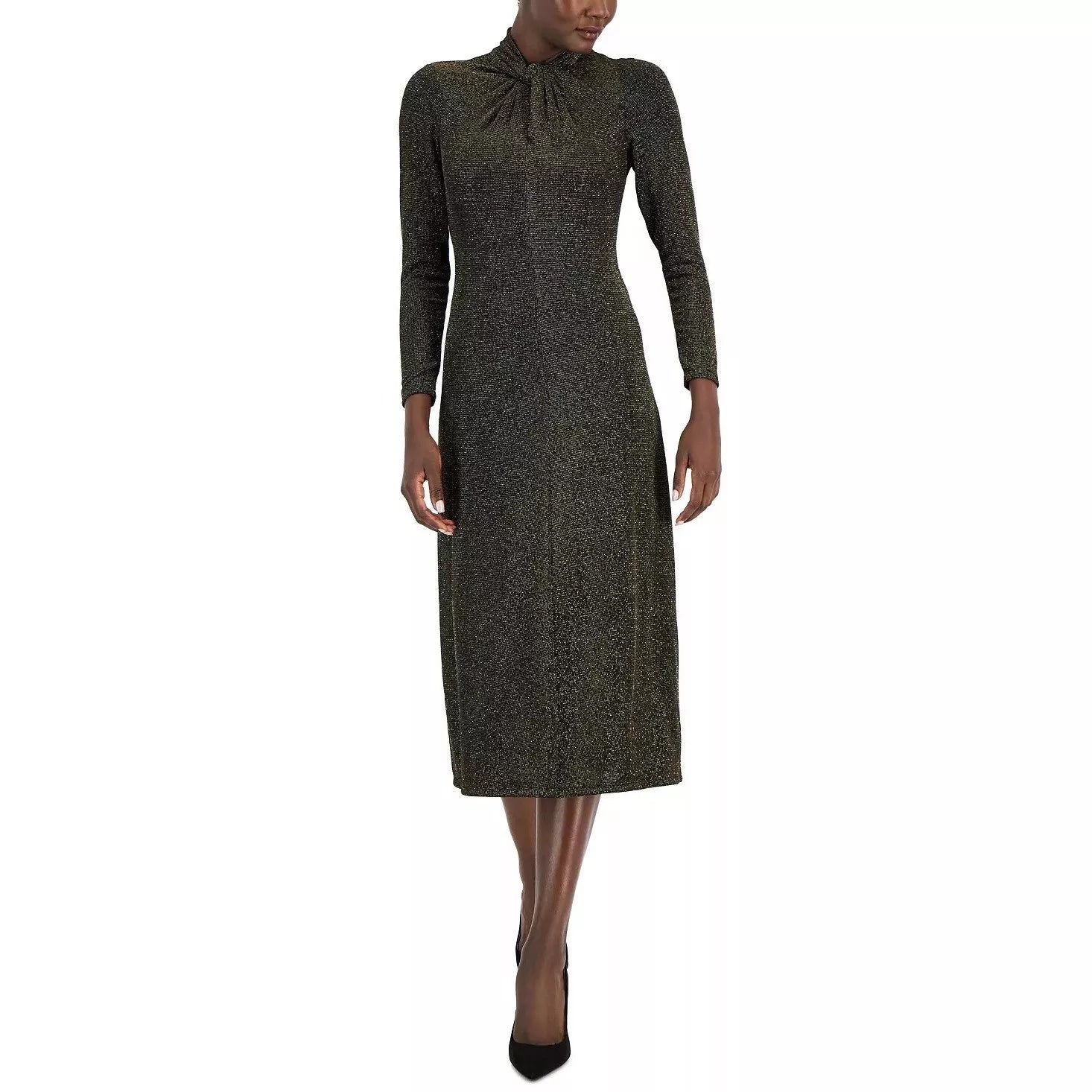 Anne Klein Women's Shiny Dress Black Gold - Size XL