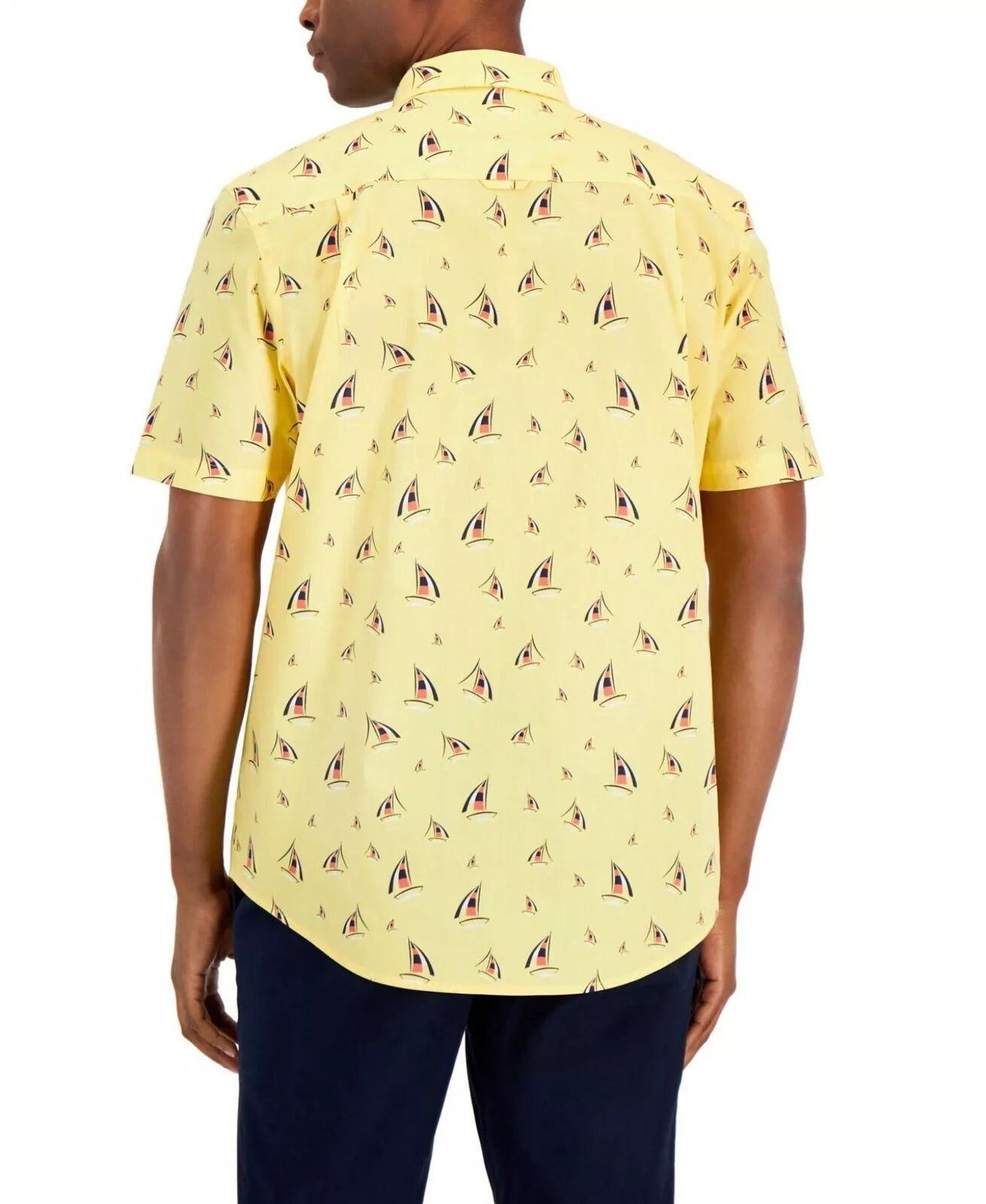 Club Room Men's Regatta Race Poplin Shirt, Yellow - Medium