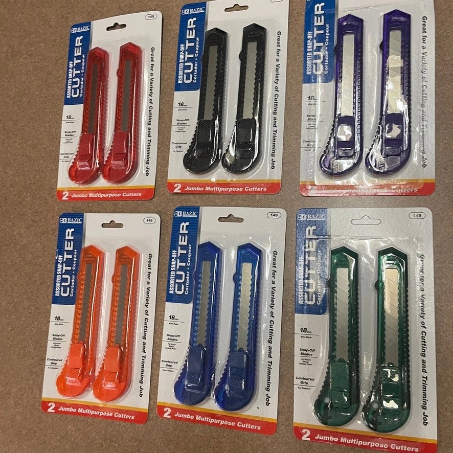 Wholesale Box Cutter Lot – 12 Jumbo Snap-Off Utility Knives – 18mm Blades, Contoured Grip