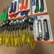 39-Piece Wholesale Tool Lot – Phillips & Flathead Screwdrivers, Snap-Off Box Cutters, Measuring Tape – DIY Utility Set