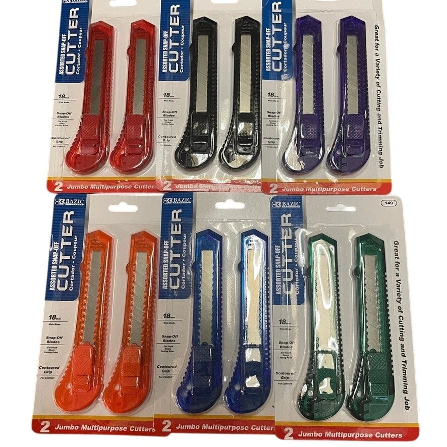 Wholesale Box Cutter Lot – 12 Jumbo Snap-Off Utility Knives – 18mm Blades, Contoured Grip