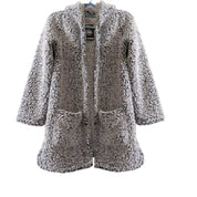 Knapp Studio Women’s Faux Sherpa Fluffy Hooded Jacket with Front Pocket – Size M