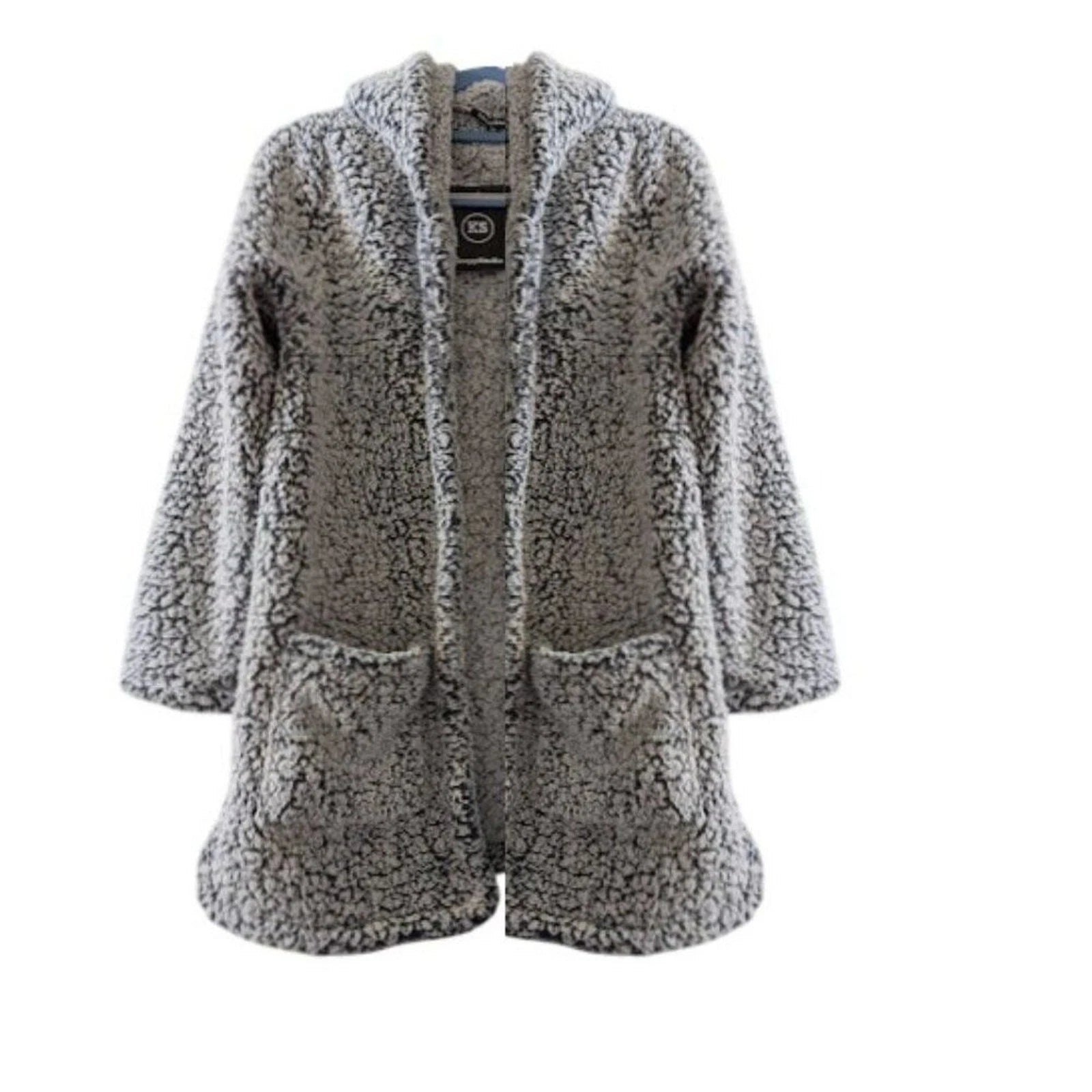 Knapp Studio Women’s Faux Sherpa Fluffy Hooded Jacket with Front Pocket – Size M