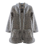 Knapp Studio Women’s Faux Sherpa Fluffy Hooded Jacket with Front Pocket – Size M