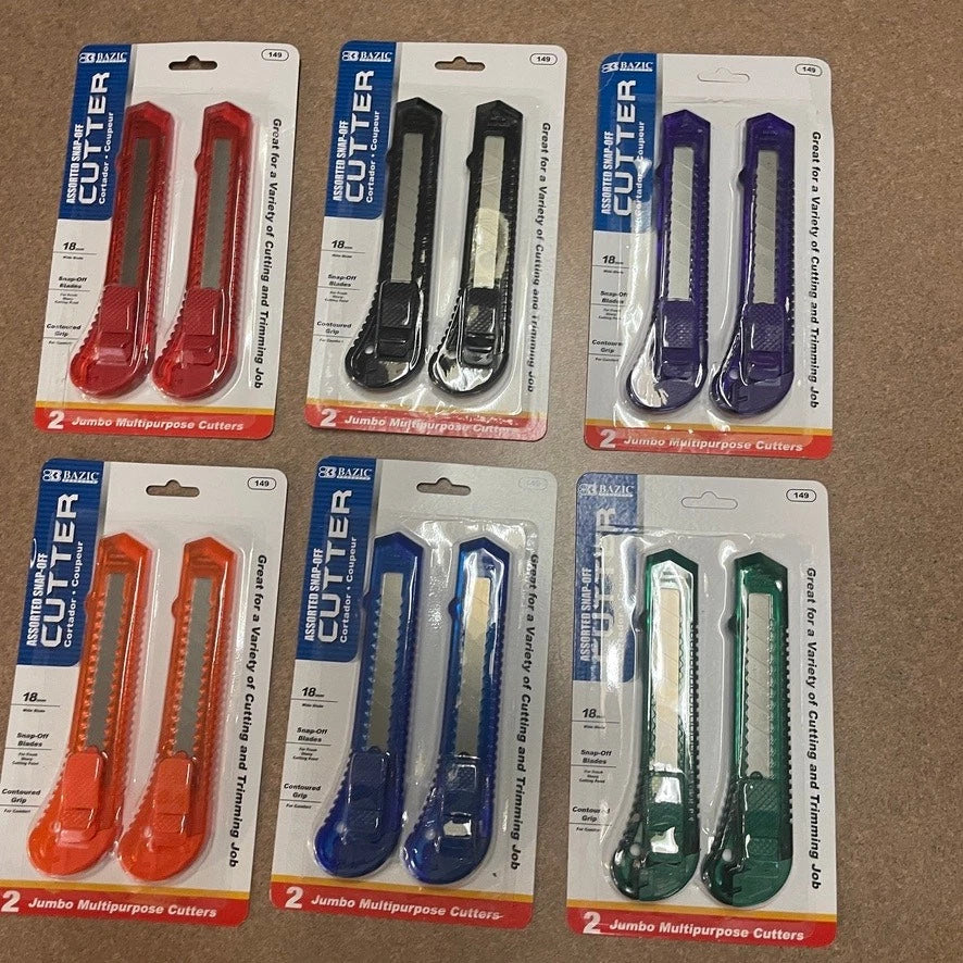 Wholesale Box Cutter Lot – 12 Jumbo Snap-Off Utility Knives – 18mm Blades, Contoured Grip
