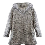 Knapp Studio Women’s Faux Sherpa Fluffy Hooded Jacket with Front Pocket – Size M