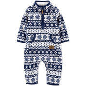Carter's Baby Boy Fair Isle Coverall Jumpsuit With Pockets, Navy Blue - Size 6 Months