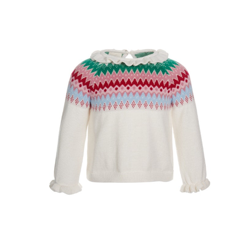 First Impressions Baby Girls Fair Isle Sweater in Neo Natural - 18 Months (18M)