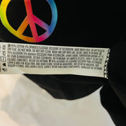 Forever21 Women's Short Sleeve Rainbow Peace Graphic Crop Top, Black - Large