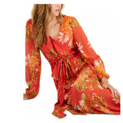 INC Women's Printed Chiffon Tie-Waist Maxi Dress, Mecca Combo - Size 6