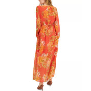 INC Women's Printed Chiffon Tie-Waist Maxi Dress, Mecca Combo - Size 6